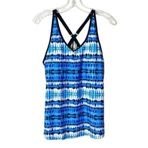 YONIQUE Blue V-Neck Women Swimming Tankini Adjustable Strap Size Large Spandex